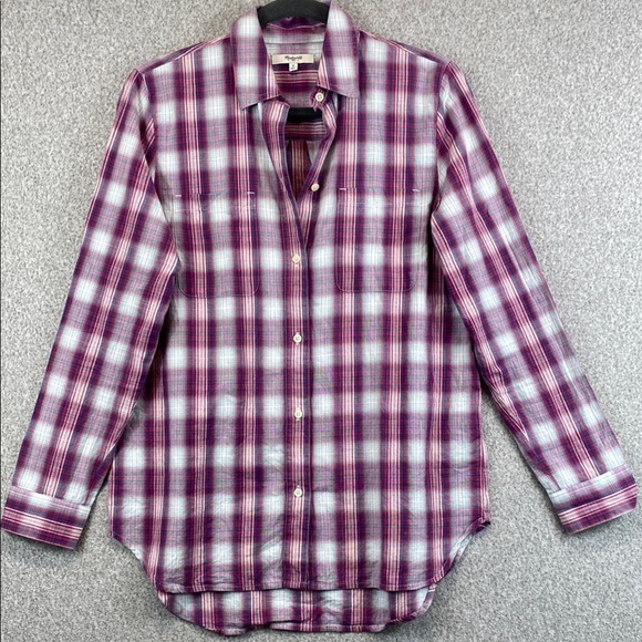 Madewell cotton button down tartan plaid S preppy basics gorpcore grunge y2k - Picture 1 of 8